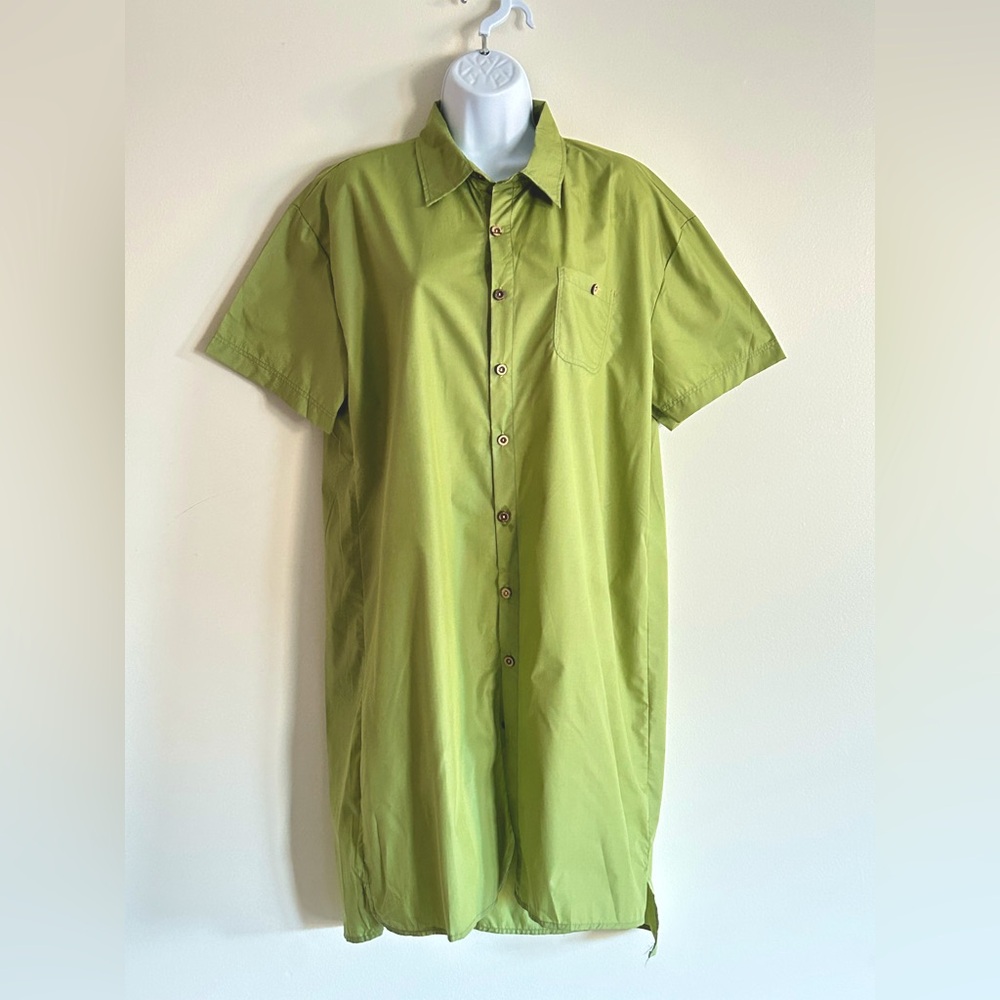 MIN MIN Green Cotton Blend Shirt Dress / Size M ( oversize style)